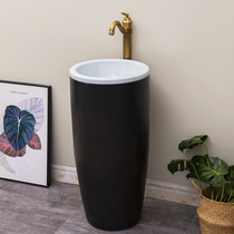 Nordic ceramic integrated floor type upright post basin minimalist modern washbasin balcony toilet washbasin for home