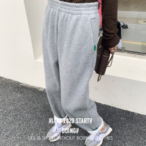 Xixi Women Europe Station 2020 early winter New Joker waist elastic pocket letter label plus velvet nine casual pants