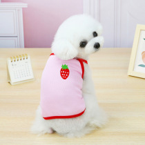 Cute pet fruit embroidered camisole vest dog cat clothes spring and summer wear thin strawberry watermelon avocado