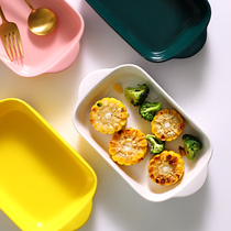  Binaural ceramic cheese baked rice baking tray bowl Microwave oven special bowl Net celebrity tableware Household Western food plate