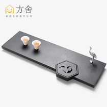 Fangshe natural black gold stone tea tray Household modern simple stone tea tray Small dry tea table tea sea drainage tray