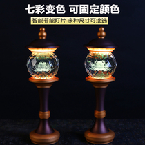 Lotus lanterns Buddha lights home a pair of plug-in powers for Buddha lights led long lights Crystal colorful Guanyin Buddha front lights