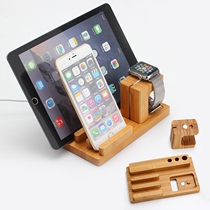 iWatch charging bracket Apple mobile phone tablet PC universal desktop charging base bamboo and wood bracket multifunction