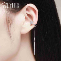 Sterling silver ear clip no ear pierced womens simple ear bone clip tassel earrings High sense French temperament one-piece cold wind