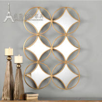 American soft decoration combination wrought iron mirror custom wall hanging mirror dining side mirror hall background wall hanging mirror fireplace mirror