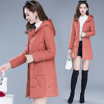 Long cotton-padded clothes women winter 2020 new Korean loose tooling light and thin down cotton jacket hooded jacket