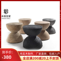 Nordic log wood pier stool solid wood edge Several round wood pile stool Home Creative short stool Living room Decorative Personality Stool