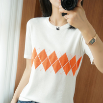Harbour Fashion Ice Wire Short Sleeve T-Shirt Summer New Design Collide Dingru Loose and Little Slim