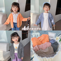 Girls jacket spring clothes 2021 new childrens college wind girls tops striped childrens clothing baby clothes spring and autumn