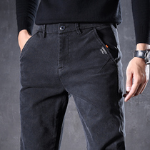 Black pants mens jeans slim straight tube casual trousers 2021 new trend wild business autumn