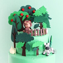 Bake cake decoration felt small tree Green Tree birthday cake decoration plug-in forest small tree cake planting flag