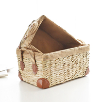 Thickened American Grass Woven Containing Basket Living-room Containing basket Woven Containing Box Drawer basket Woven Finishing Box