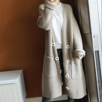 Heavy series rich soft glutinous free free and easy temperament needle cashmere profile long cardigan