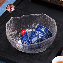 Japanese transparent modern pelvis cup wash large household hand hammer glass tea wash tea parts and components tea barrel