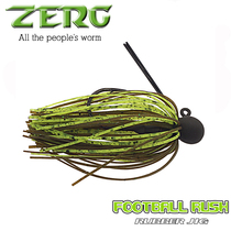 ZERG ZERG FOOTBALL RUSH Olive Head RUBBER JIG Beard RUBBER Wire Lead Head Hook