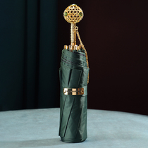 Linglong ball umbrella rainy and sunny dual-use girls sun umbrella sunscreen UV protection folding metal handle black plastic sunshade