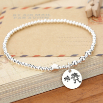 S925 pure silver foot chain womens retro round pearl handmade foot chain fashion 100 hitch a Japan-South Korea student silver decoration to send friends