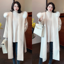 College style small man woolen jacket female 2021 Winter new French Hepburn style medium long woolen coat