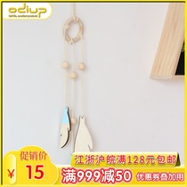 Curtain dream catcher Childrens room wall decoration Nordic style log leaf wood chip pendant ins