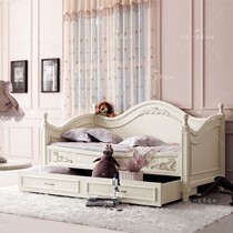 American country wood carved sofa bed European style pastoral children multifunctional stretch storage solid wood bed Princess bed