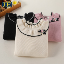 Girls sweater pullover plus velvet thickened 2021 autumn and winter clothes new foreign-style children Princess warm-up knitted sweater