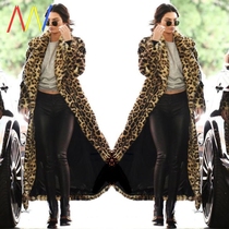 Long Plush Leopard fur jacket wome Wool Female Coat Winter