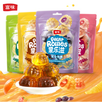 Fuwei Fruit Lezi sandwich juice fudge Gummy qq candy fruit sugar 68g4 packaging