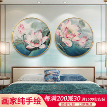 Handdrawn Lot Oil Painting Painting Chinese Fengxiu Flower Round Painting Restaurant Bedroom aisle Double-connected Decoration Hanging