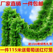 Barbecue shop roof decoration ceiling pull flower plant green leaves lengthened beautiful room layout simulation rattan fake flower vine