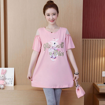 Fatty plus size womens fat sister 2021 new summer clothes belly coat fat fairy T-shirt dress 200 Jin tide