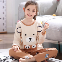 Kids Pajamas Girls Spring Autumn Pure Cotton Long Sleeve Big Kids Princess Baby Girls Home Clothing Girls Kids Sets