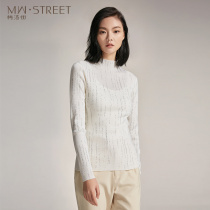 Mei Wan Street Pullover Europe Station Textured Wool Knitted Women Fashion Spring and Autumn Slim Long Sleeve base shirt