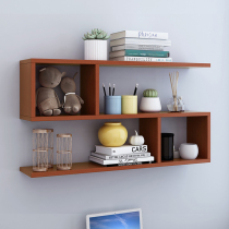 Household wall shelf Punch-free bedroom wall decoration Wooden wall shelf partition wall storage cabinet