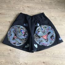  Cloud decoration totem 2021 original ethnic style womens handmade embroidery old embroidery Tuanlong Shuanglong casual shorts