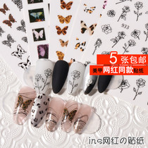  Net celebrity ins spring and summer hot-selling nail sticker rose flower Japanese BAO WEN cow zebra pattern butterfly decal