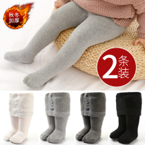 Baby plus velvet tights with leggings thickened large PP1-2-3 years old newborn baby winter warmth all-in-one