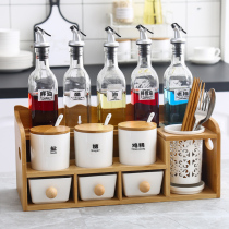 Kitchen supplies ceramic seasoning jar set household seasoning box glass oil bottle combination chili oil salt sauce vinegar pot