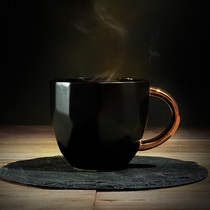 Coffee cup European-style simple ceramic creative couple cup business mug Black gold frosted gift pack