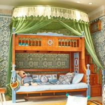 Students on the upper and lower sides of the mosquito net guide rail double lace lace without Wall mother bed 1 5m floor three open door