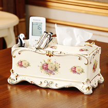 European-style multi-function tissue box living room luxury household high-end ceramic paper box remote control storage decorative ornaments