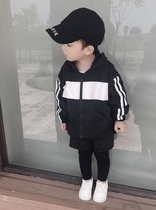  Sensibility Chenchen mom boy handsome autumn clothes Korean business style dark black tide clothes childrens Western style long-sleeved fake two-piece suit