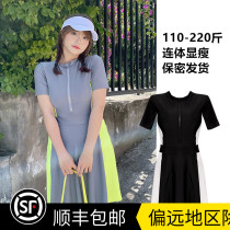 Swimming Female Belly Button Slim Conservative Bubble Hot Spring Big Code Fat mm200 Jin Student Lengthened One-piece Dress Style Flat Angle Pants