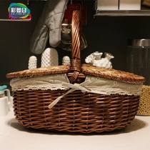 Large Wicker Rattan cleaning basket Hotel PA cleaning basket Picnic basket Shopping basket Property tool basket