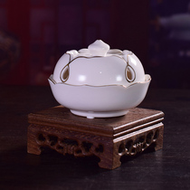 Buddha white porcelain depicting gold with covered sandalwood plate incense burner home for Buddha incense road tea room aromatherapy stove indoor retro