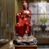 Zeng Guoqing Chinese lotus Guanyin Bodhisattva decoration living room craft home decoration Ceramic Guanyin Bodhisattva Buddha statue