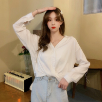 Big cloth small cloth 2020 new autumn design sense minority kink temperament top Net red loose white long sleeve salt