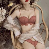 Japanese lingerie women without rims big breasts small upper support adjustable bra set lace sexy bra