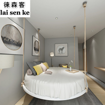 INS simple modern iron bed B & B hotel Nordic home bedroom Net red with creative design round hammock