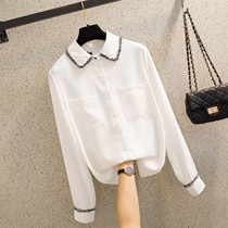 Korean Snowspun Shirt Woman 2020 Spring Dress New Ocean Career Long Sleeve Design Sensation Lady White Shirt