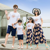 Parent-child dress a family of three mother women four mouth foreign mother and son 2020 New Tide two-piece set summer Net Red fashion